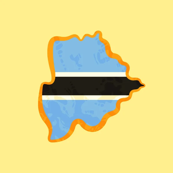 Botswana Haritası Bayrak Ile Renklendirilmiş Grunge Vintage Tarzında Altın Bir — Stok Vektör