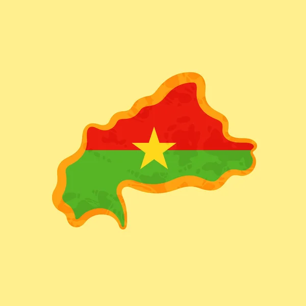 Mapa Burkina Faso Kolorowe Flagą Oznaczone Złotą Linią Stylu Grunge — Wektor stockowy