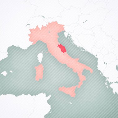 İtalya haritasında yumuşak çizgili vintage arka planda bir yürüyüş. 