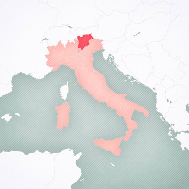 İtalya haritasında Trentino-South Tyrol yumuşak çizgili klasik arka plana sahip. 