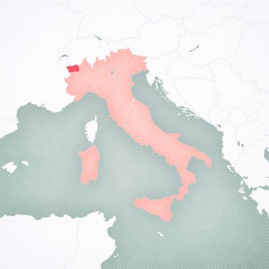 İtalya haritasında Aosta Vadisi 'nin yumuşak çizgili klasik arka planı var. 