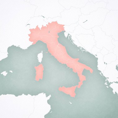 İtalya haritasında yumuşak çizgili vintage arka plana sahip bölgeler. 