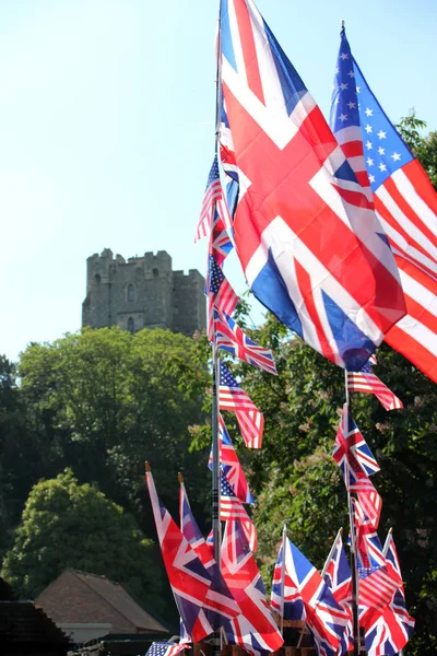 Windsor Velká Británie 2018 Britské Americké Vlajky Mimo Windsor Castle — Stock fotografie