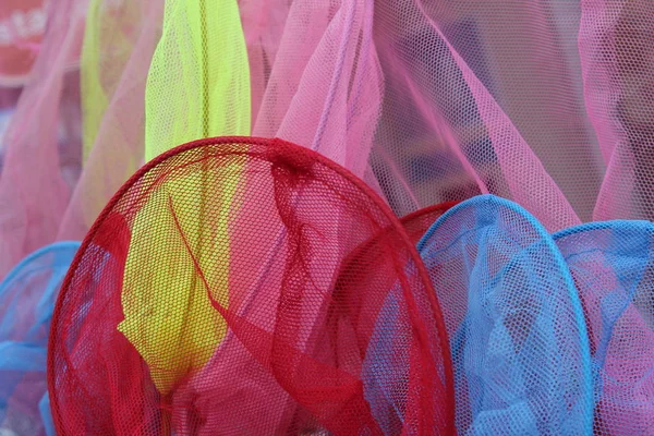 Kids Fishing Nets Bright Colours Background — Stock Photo, Image