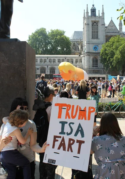 Trump Protestosu Londra Temmuz 2018 Donald Trump Bebek Zeplin Protestosu — Stok fotoğraf