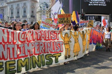 Trump protesto, Londra, 13 Temmuz 2018: Donald Trump protesto yürüyüşü Westminster, Londra, 13 Temmuz 2018 yılında Londra, İngiltere afişlerin