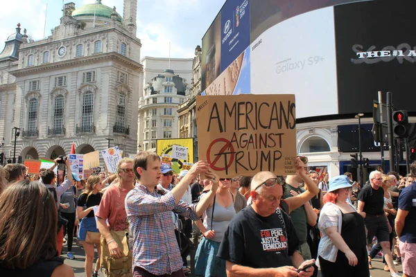 Trump Protest London July 2018 Donald Trump Protest March Placards — Stock Photo, Image