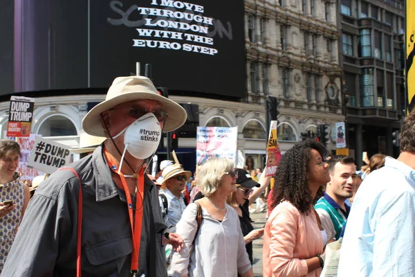 Trump Protest London July 2018 Donald Trump Protest March Placards — Stock Photo, Image