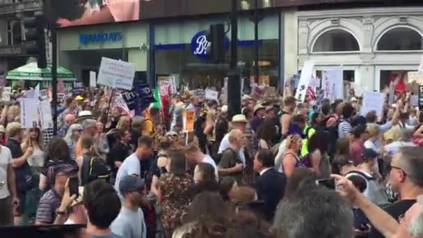 Trump Protes London Juli 2018 Donald Trump Plat Mars Protes — Stok Video