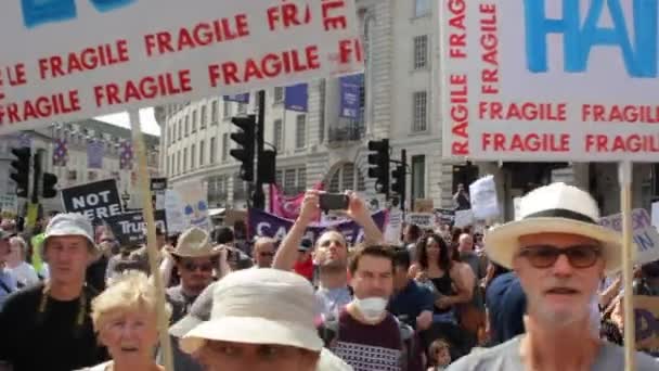 Trump Protest Londen Juli 2018 Donald Trump Protest Maart Borden — Stockvideo