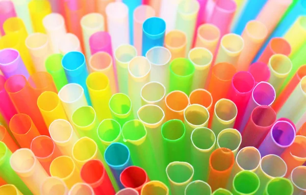 Palha Palhas Plástico Bebendo Fundo Colorido Tela Cheia — Fotografia de Stock