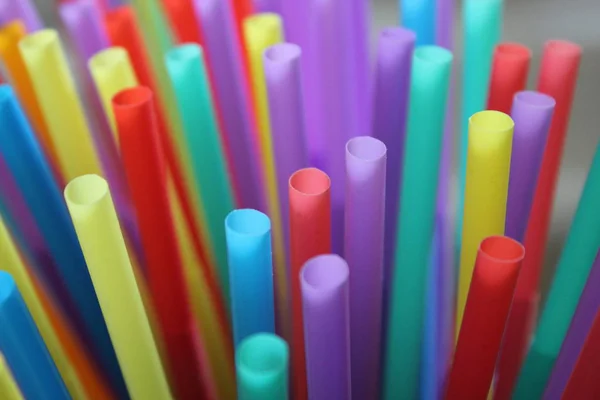 Straw Straws Plastic Drinking Disposable Background Abstract Colourful Full Screen — Stock Photo, Image