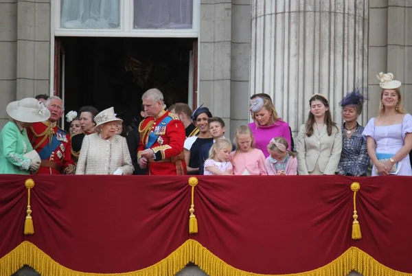 英国女王伊丽莎白伦敦 Ukuk 2019年6月 马克王子哈里 米德尔顿和路易斯公主夏洛特部队颜色皇家家族白金汉宫股票新闻照片 — 图库照片