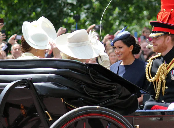 马克尔 哈里王子股票 伦敦英国 2019年6月8日 马克尔王子哈利 米德尔顿 卡米拉 鲍尔斯 在白金汉宫库存新闻照片拍摄彩色皇室 — 图库照片