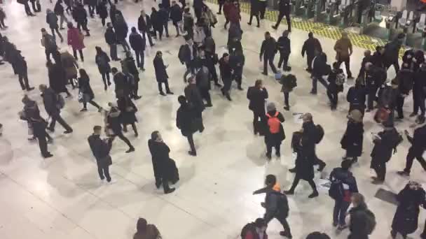 Multidão Pessoas Rush Hour Walking Timelapse Cima Londres Pessoas Financial — Vídeo de Stock