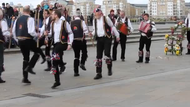 Greenwich Londýn Velká Británie Března Tanečníci Morris Blackheathu Muži Ukazují — Stock video
