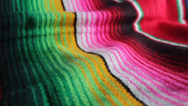 Poncho Mexican Mexico Background Texture Stripe Copy Space Stock Footage — Stock Video