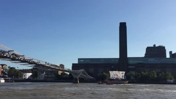 Londyn Wielka Brytania 2022 Tate Modern Millennium Bridge View Thames — Wideo stockowe