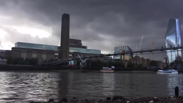 Londres Royaume Uni 2022 Tate Modern Millennium Bridge View Thames — Video