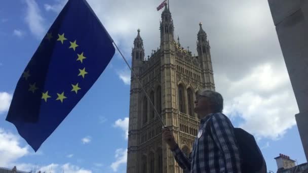 London Sept Вересня 2019 Brexit Protestors Houses Parliament Camera Crews — стокове відео