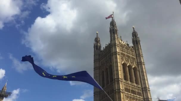 Londres Reino Unido Septiembre 2019 Manifestantes Contra Brexit Frente Las — Vídeo de stock