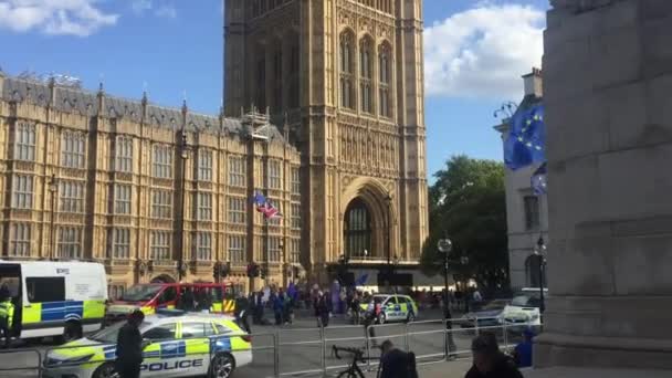 London Sept Вересня 2019 Brexit Protestors Houses Parliament Camera Crews — стокове відео