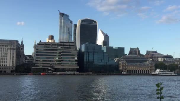 Londra Ngiltere Ağustos Londra Şehir Merkezi Silueti Finans Bölgesi Mil — Stok video