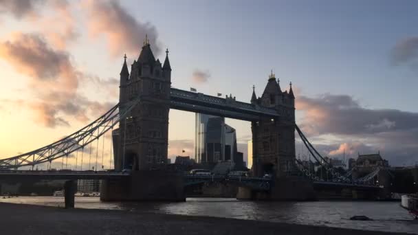 Londres Royaume Uni 2019 Tower Bridge Heure Avec Les Lumières — Video