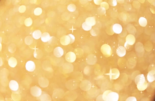 Oro Bokeh Luz Brillo Dorado Fondo Navidad Champán Estrella Brillo — Vídeo de stock