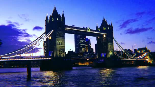 Londen Verenigd Koninkrijk 2019 Tower Bridge Gouden Uur Met Thames — Stockvideo