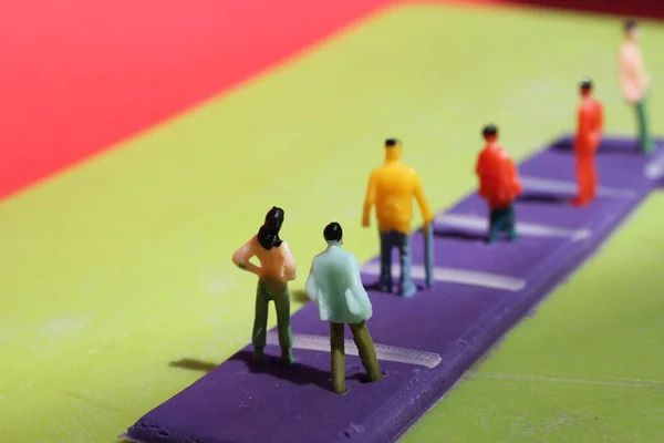 Social Distance Distancing Concept People Mini Model Figures Apart Background — Stock Photo, Image