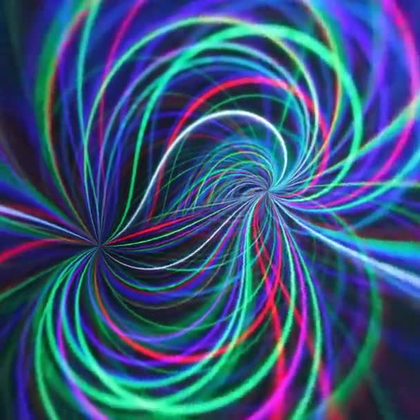 Animação Luzes Laser Com Psicodélico Espiral Girando Cores Azul Roxo — Vídeo de Stock