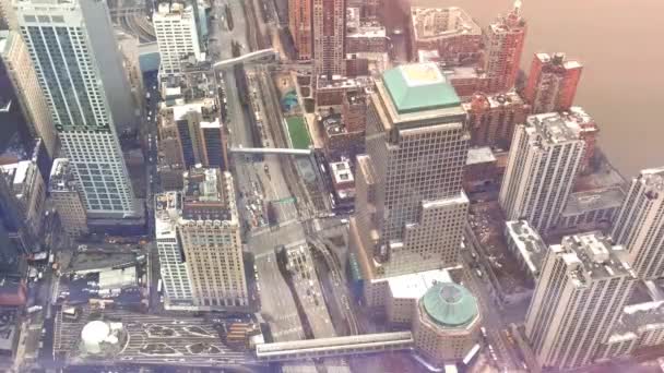 New York Usa 2019 Manhattan New Yorks Skyline Skyskrapor Från — Stockvideo