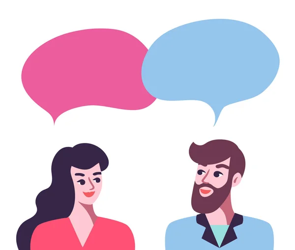 Mann und Frau reden Plakat. Gespräch über Paar oder Freunde lizenzfreie Stockvektoren