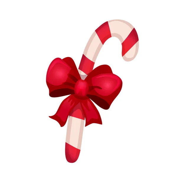 Noel şeker kamışı ile şerit tasarımı için bir Happy New Year ve neşeli Noel tebrik kartı. Vektör çizim. Retro karikatür tarzı