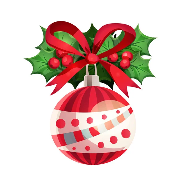 Diğer dekoratif öğeler için tasarım bir Happy New Year ve neşeli Noel tebrik kartı ile Noel top. Vektör çizim. Retro karikatür tarzı