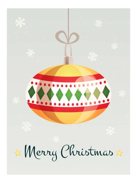 Bir güzel Noel oyuncak ve Merry Christmas metin tebrik kartı. Vektör çizim. Retro karikatür tarzı