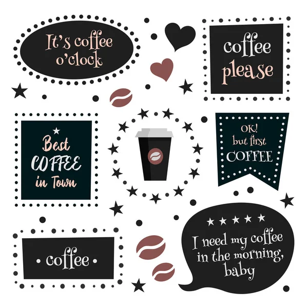 Kahve fiyatları ve işaretler. Afiş, poster, kart için vektör sanatı 