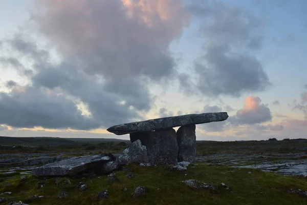 The stone tomb Poulnabrone in the Burren in Ireland.