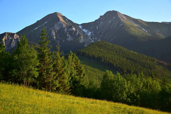 Havran i Zdiarska vidla, dwa najwyższe góry w Belianske Tatry. — Zdjęcie stockowe