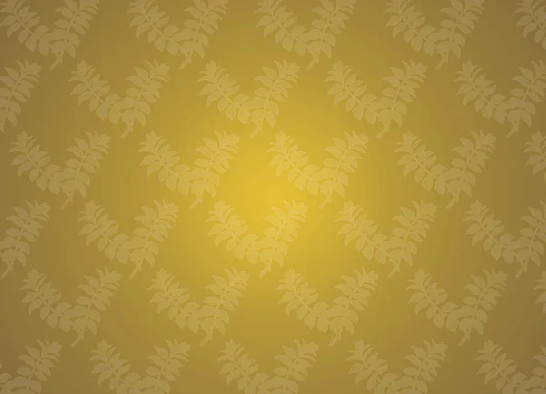 Streszczenie Złote Tło Wzorem Gałęzi Liści — Zdjęcie stockowe