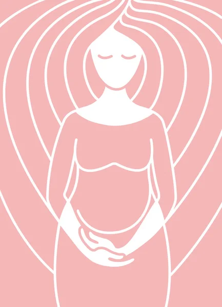 Güzel hamile bir kadın. Stilize, vektör illüstrasyon.