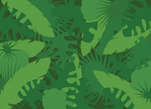 Fond Été Avec Feuilles Jungle Vertes Illustration Vectorielle — Image vectorielle