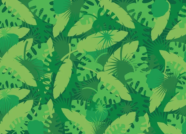 Sommer Hintergrund Mit Grünen Dschungelblättern Vektorillustration — Stockvektor