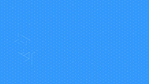 線と点のアニメーションによる抽象的な点の背景 青写真の線 — ストック動画