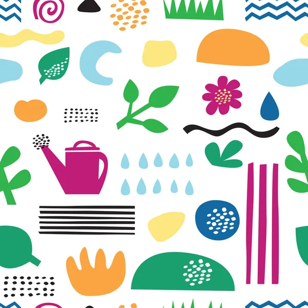 Kusursuz desenli bir bahçe karalaması. Beyaz arkaplanda izole edilmiş parlak modern düz vektör çizimi.