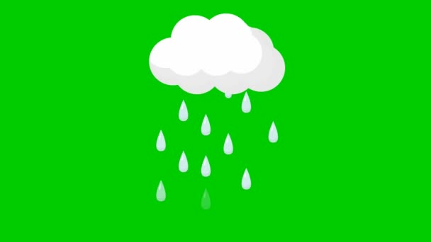 Animated Drops Rain Cloud Looped Video Raining Vector Illustration Isolated — Stock Video