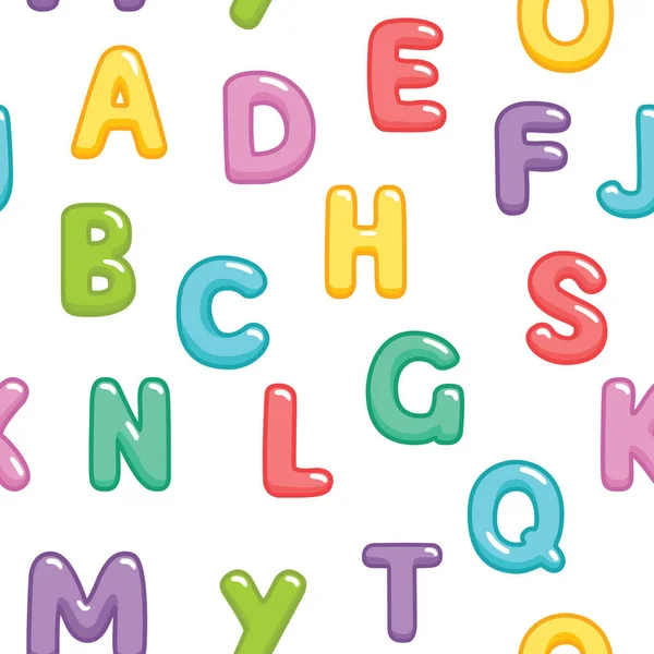 Enfants Drôles Motif Sans Couture Avec Des Lettres Couleur Alphabet — Image vectorielle