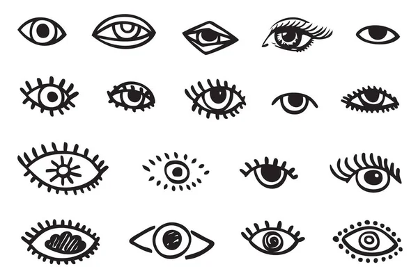 Hand Drawn Icon Eyes Symbol Vision Vector Illustration Isolated White — Stock Vector