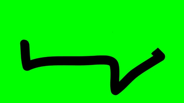 有生命的箭头符号 手绘箭头指向右边 在绿色背景上孤立的向量图 — 图库视频影像